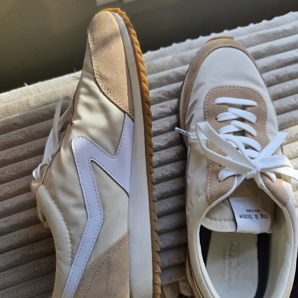 rag & bone Women's Retro Runner Oyster Grey Sneakers - Size 38 - Picture 2 of 8